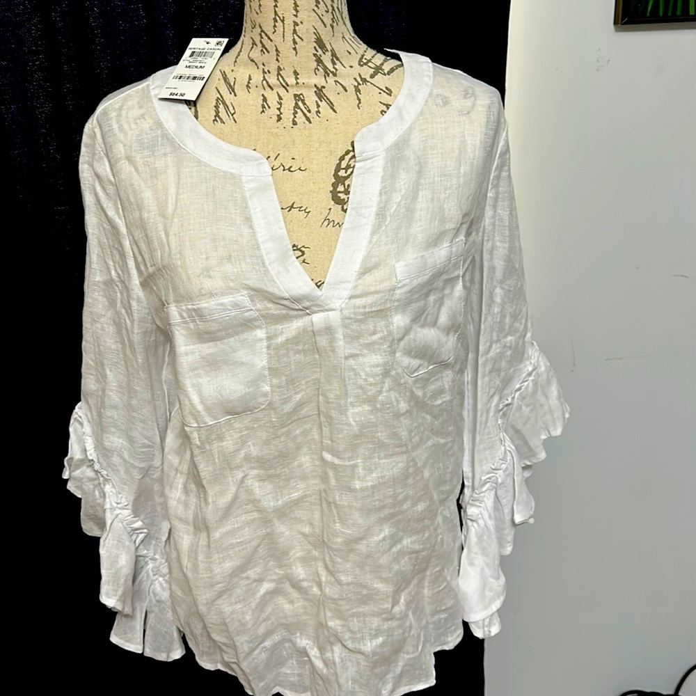 INC  NWT White Linen/Cotton Shirt